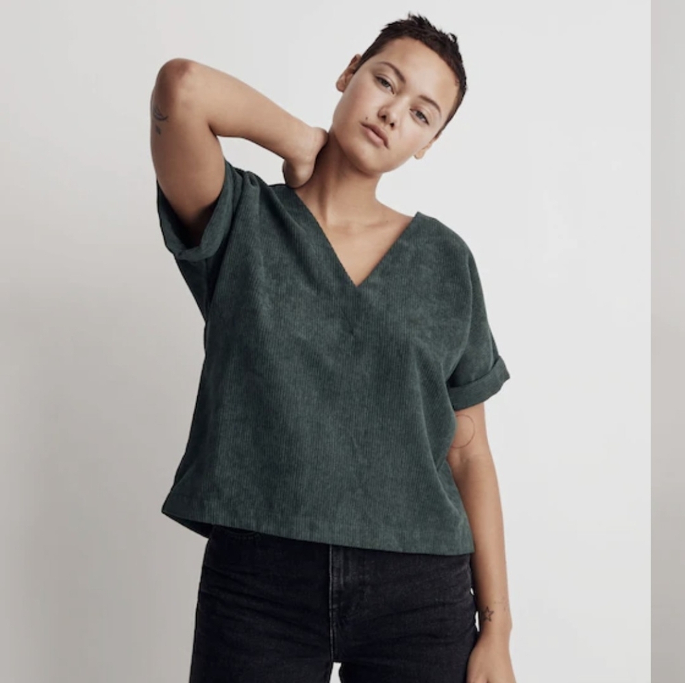 EUC Madewell Corduroy V-Neck Top